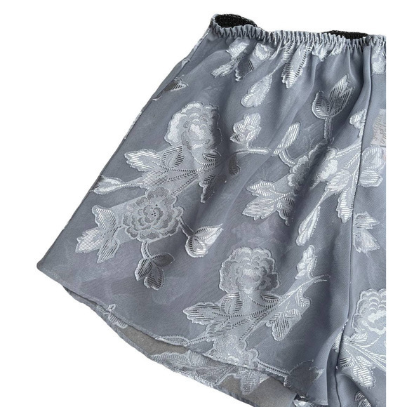 Vintage Gilligan & O Malley Lingerie Set Medium‎ Sheer Floral Applique Gray Y2K - Picture 2 of 7